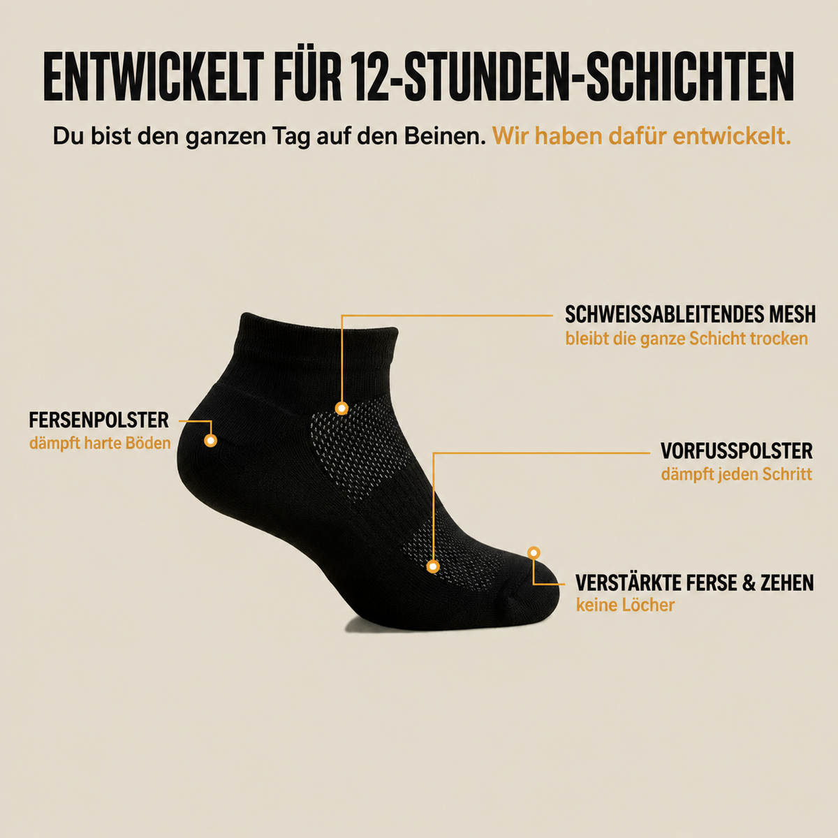 StandFest™ Knöchel-Arbeitssocken