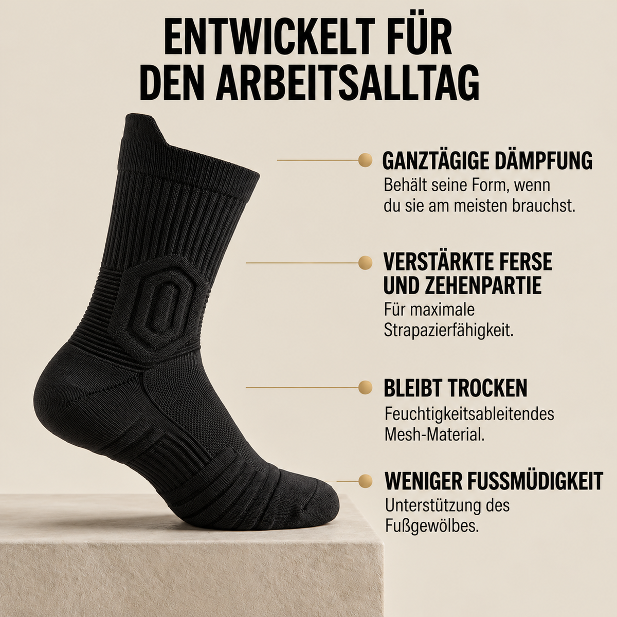 Standfest Arbeitssocke – Detailansicht