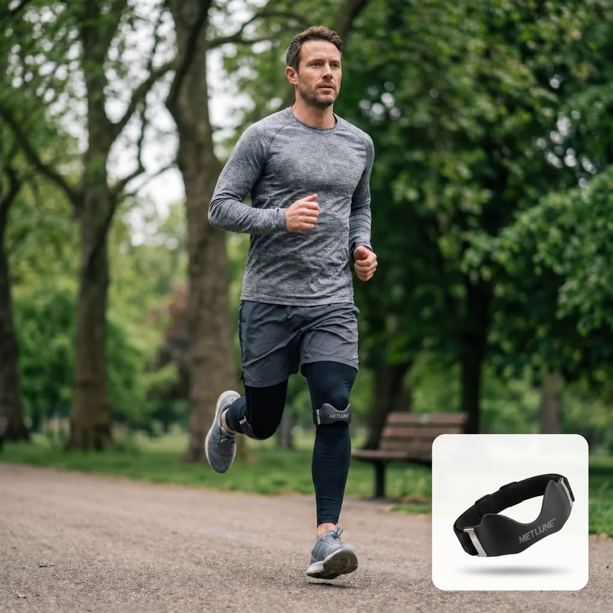 Coureur portant des sangles METLUNE en extérieur